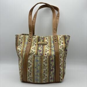 Longaberger Homestead Floral Berry Pattern Mini Tote Bag - Pastel Spring